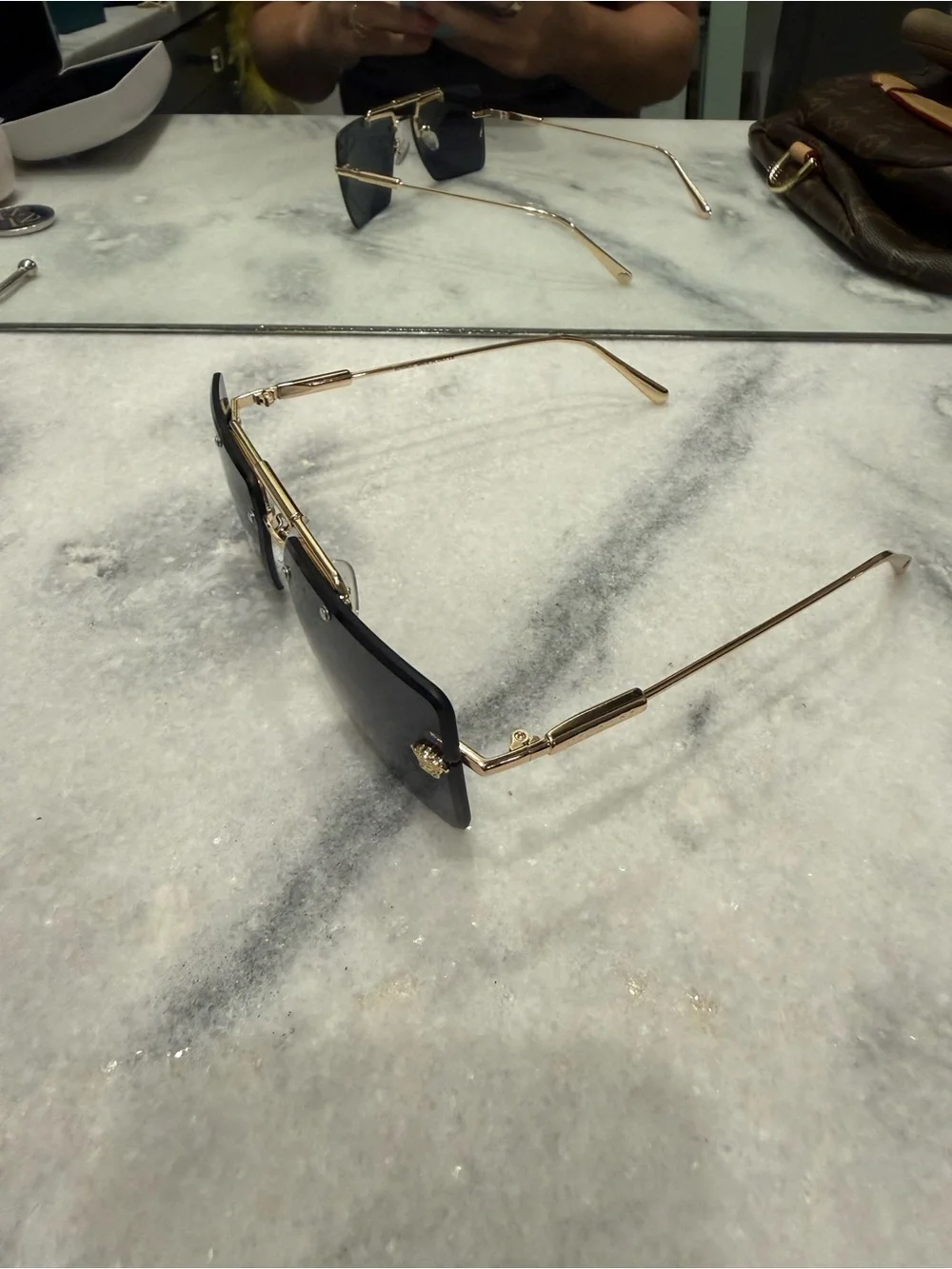 Versace Men's Black Shield Sunglasses with Gold Medusa Accents